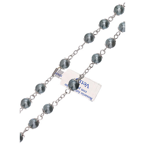 Imitation pearl rosary light blue glass beads 3 mm 3