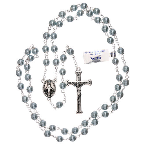 Imitation pearl rosary light blue glass beads 3 mm 4