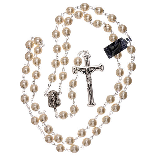 Imitation pearl rosary white glass beads 5 mm 4