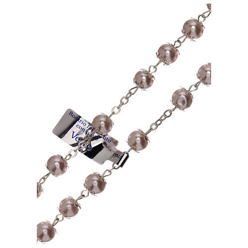 Rosary with pink fake pearl beads 5 mm 3