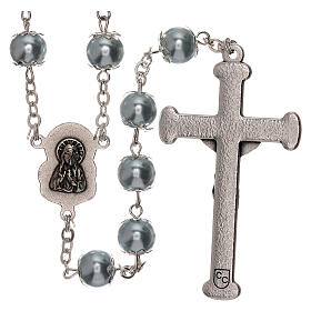 Rosary with sky blue fake pearl beads 5 mm