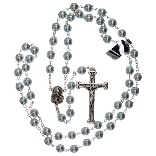 Rosary with sky blue fake pearl beads 5 mm 4