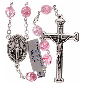Rosary in pink glass with opaque beads 4 mm