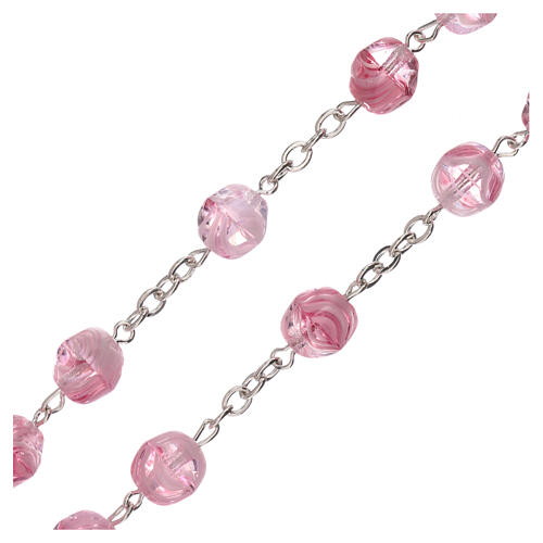 Rosary in pink glass with opaque beads 4 mm 3