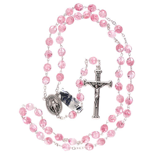 Rosary in pink glass with opaque beads 4 mm 4