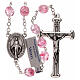Rosary in pink glass with opaque beads 4 mm s1