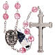 Rosary in pink glass with opaque beads 4 mm s2