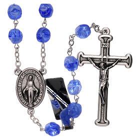 Rosary in blue glass with opaque beads 4 mm