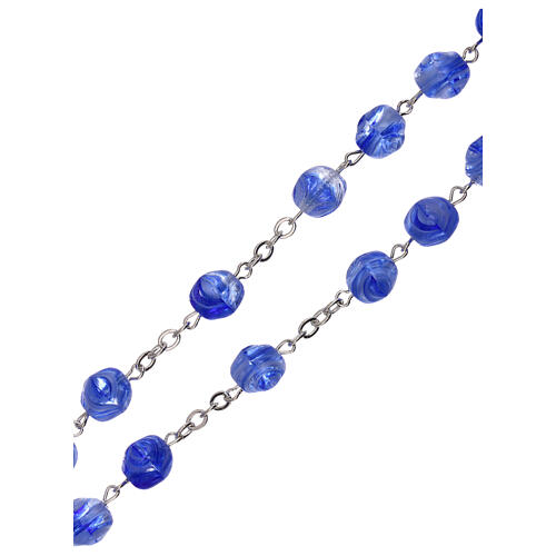 Rosary in blue glass with opaque beads 4 mm 3