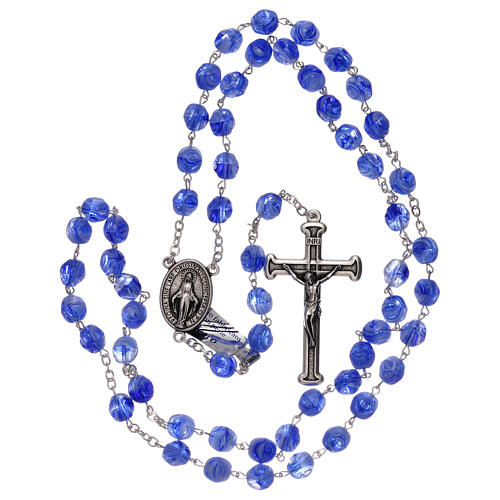 Rosary in blue glass with opaque beads 4 mm 4