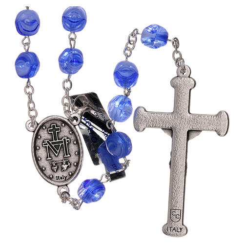 Rosario blu vetro opaco grani 4 mm 2