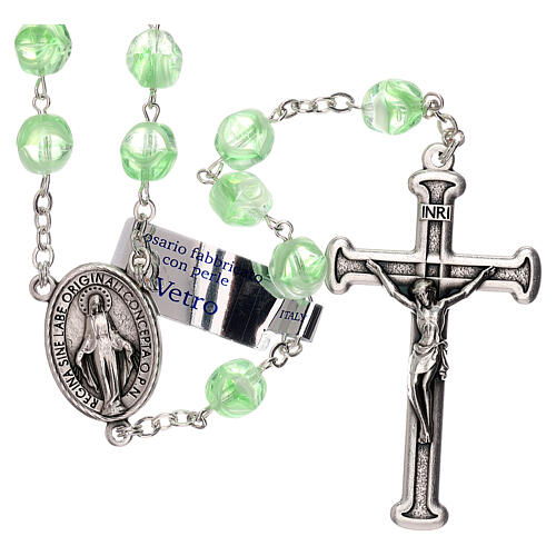 Rosary in green glass with opaque beads 4 mm 1