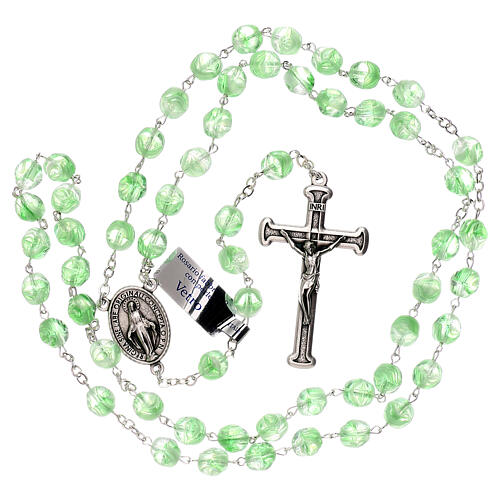 Rosary in green glass with opaque beads 4 mm 4