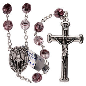 Rosary in purple glass with opaque beads 4 mm