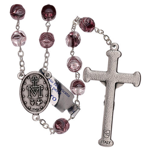 Rosary in purple glass with opaque beads 4 mm 2