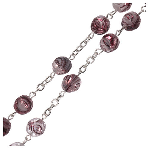 Rosary in purple glass with opaque beads 4 mm 3