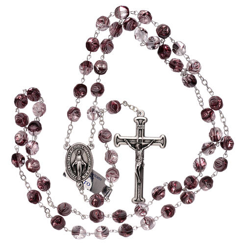 Rosary in purple glass with opaque beads 4 mm 4