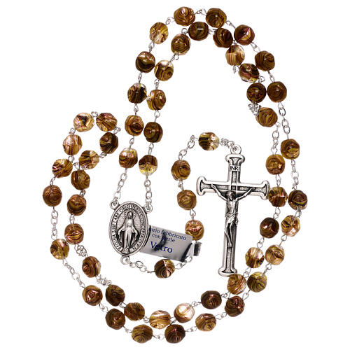 Rosary in olive green glass with opaque beads 4 mm 4