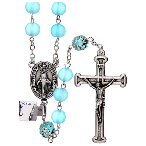 Light blue glass rosary beads 5 mm 1