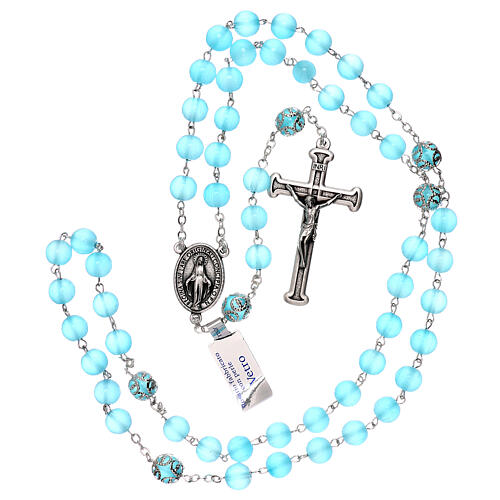 Rosary polished light blue glass 5 mm 4