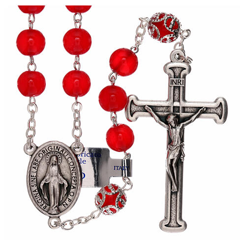 Red glass rosary beads 5 mm 1
