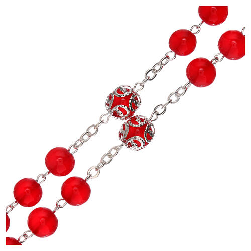 Red glass rosary beads 5 mm 3