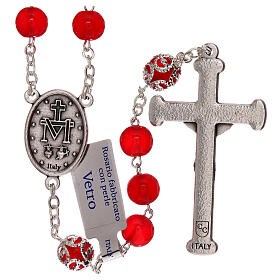 Rosary polished red glass 5 mm