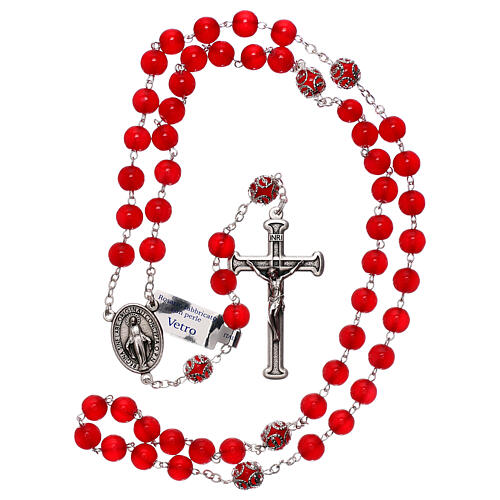 Rosary polished red glass 5 mm 4