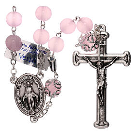 Rosary polished pink glass 5 mm