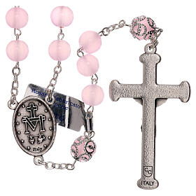 Rosary polished pink glass 5 mm