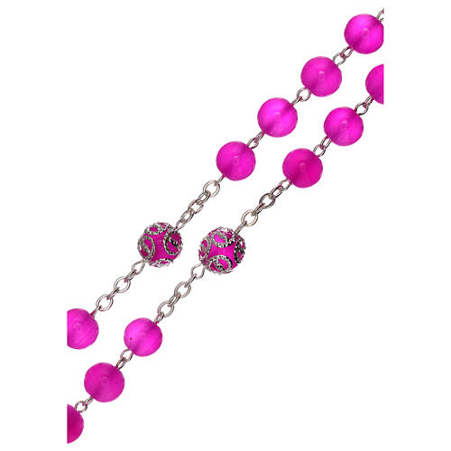 Fuchsia glass rosary beads 5 mm 3