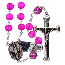 Rosario vetro lucido fucsia grani 5 mm