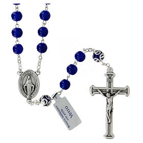 Rosario lucido blu vetro grani 5 mm