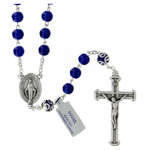 Rosary polished blue glass 5 mm 1