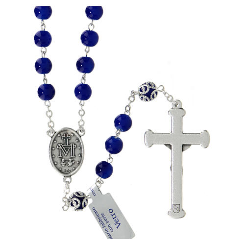 Rosary polished blue glass 5 mm 2