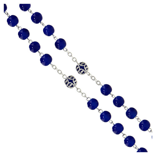 Rosary polished blue glass 5 mm 3