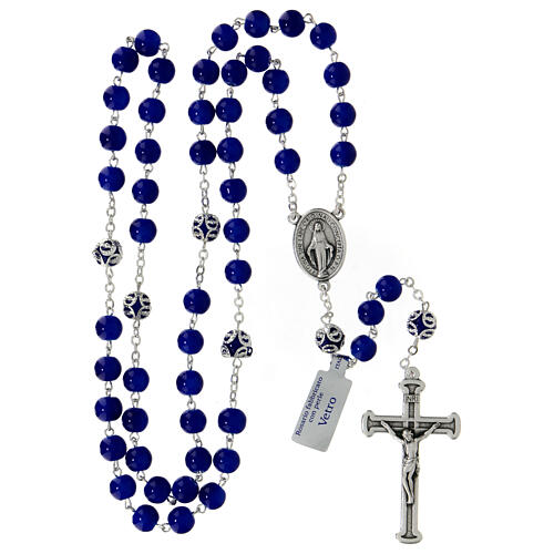 Rosary polished blue glass 5 mm 4