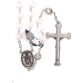 Rosary polished white glass 5 mm