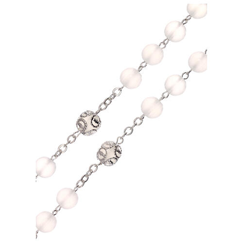 Rosary polished white glass 5 mm 3