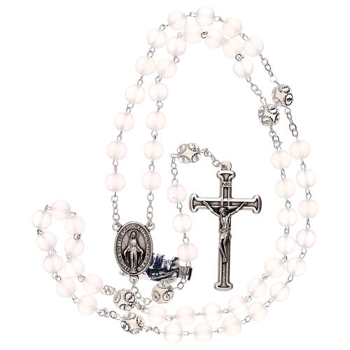 Rosary polished white glass 5 mm 4