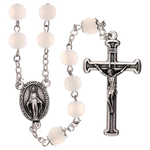 White glass rosary beads 4 mm 1