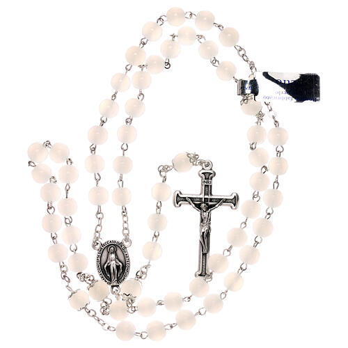 White glass rosary beads 4 mm 4