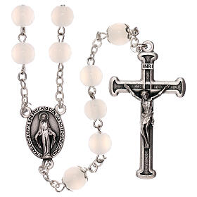 Rosary polished white glass 4 mm