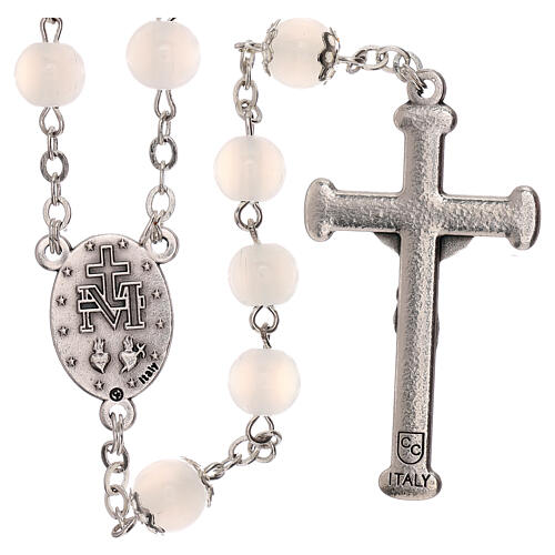 Rosary polished white glass 4 mm 2