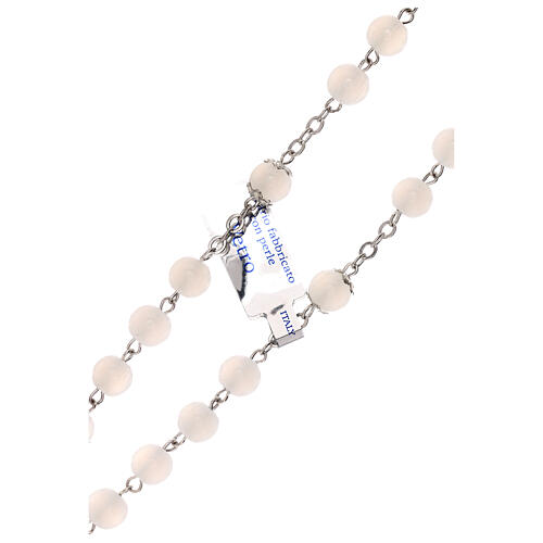 Rosary polished white glass 4 mm 3