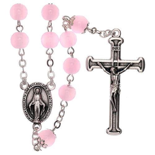 Pink glass rosary beads 4 mm 1
