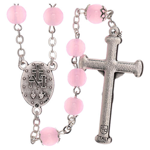 Rosary polished pink glass 4 mm 2