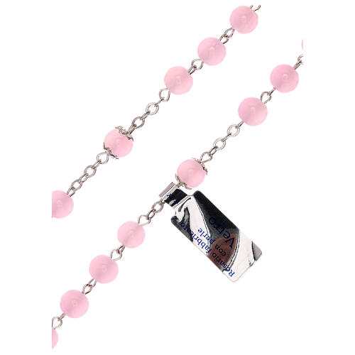 Rosary polished pink glass 4 mm 3