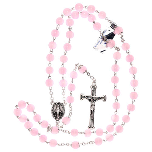 Rosary polished pink glass 4 mm 4