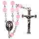 Rosary polished pink glass 4 mm s1
